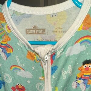 Little Sleepies Sesame Street Mint Green Rainbow Print Footie